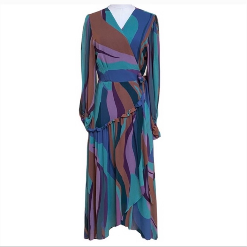 Anthropologie Hutch Geo Wrap Dress in Purple stripe 👗💜